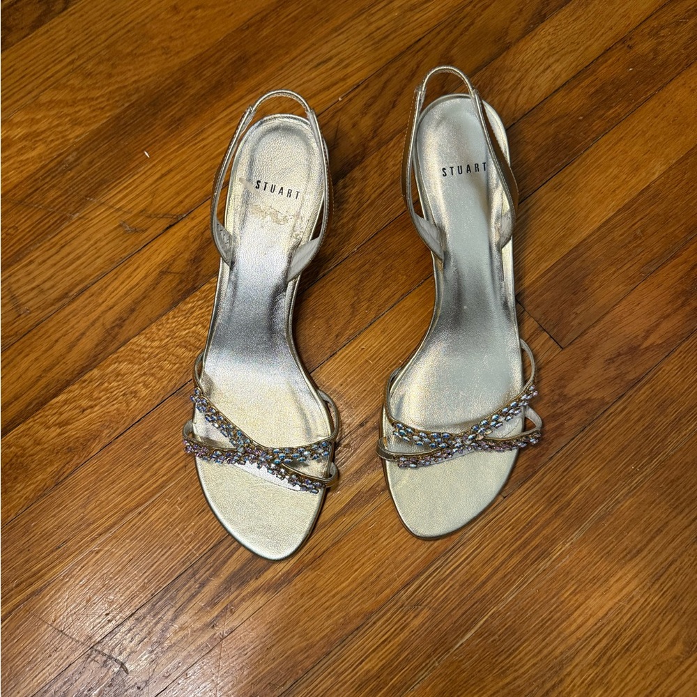 Stuart Weitzman Gold Strappy Heels